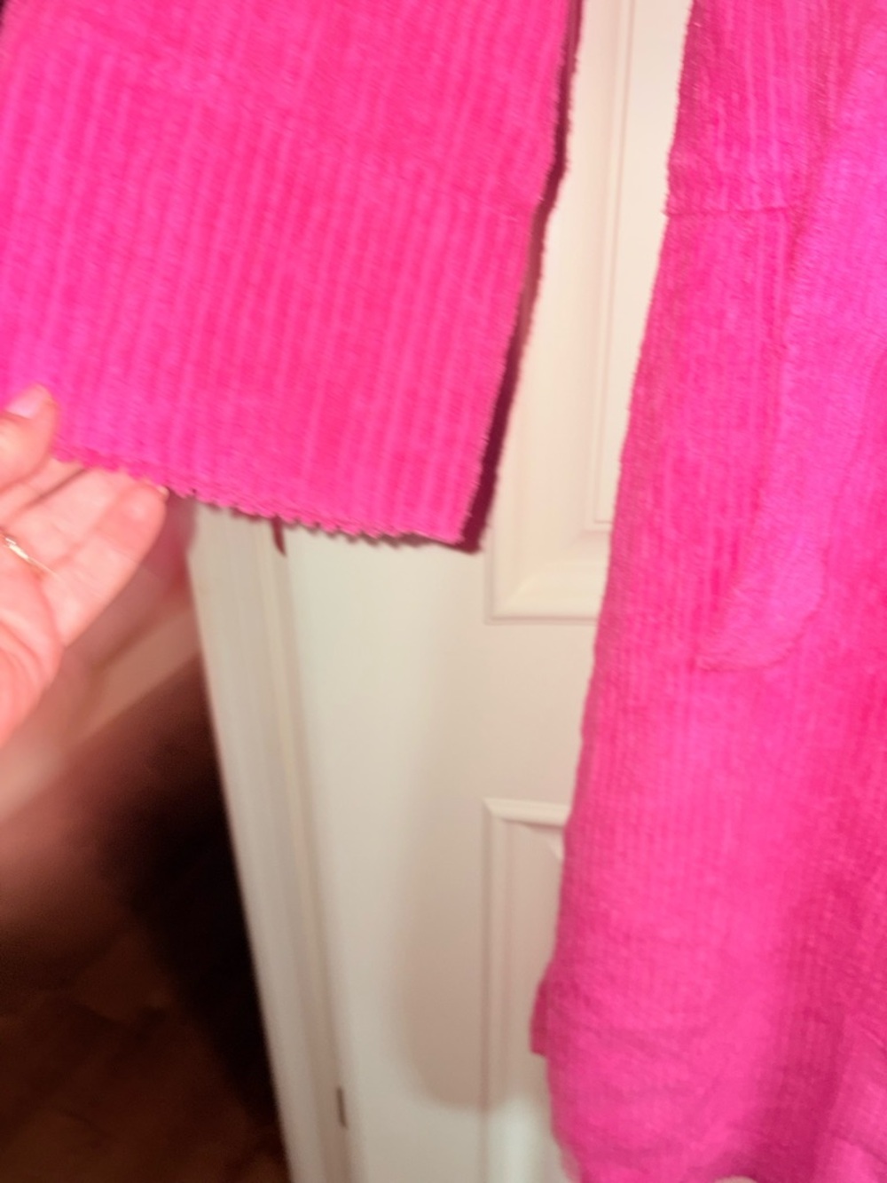 Plush Ribbed Women's Robe - Vibrant Pink - Picture 5 of 6